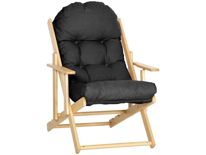 Chaise de salon pliable et inclinable en bois noir