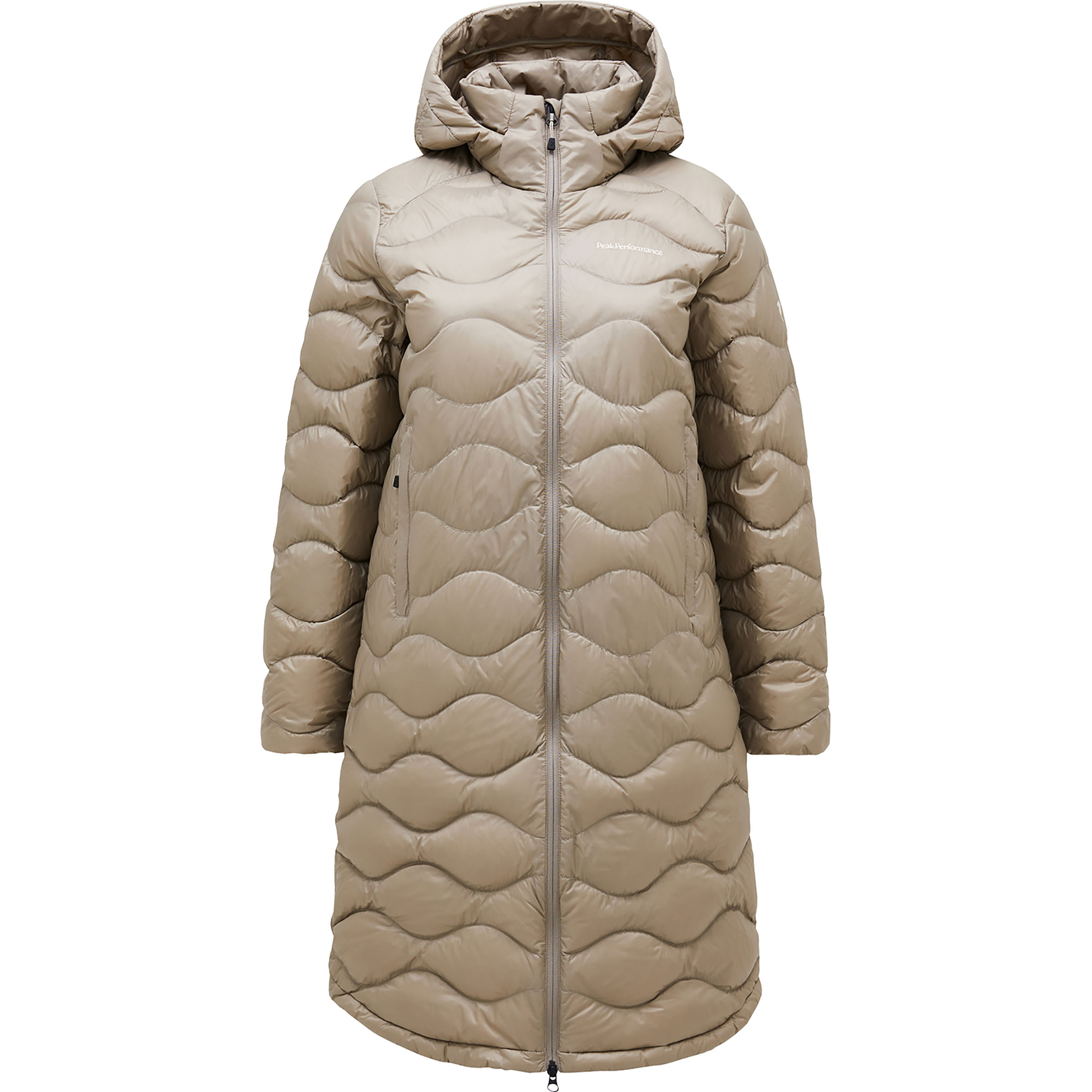 Peak Performance Helium Down Mantel Damen Winterjacke beige Größe S Lifestyle Isolierend Wasserabweisend
