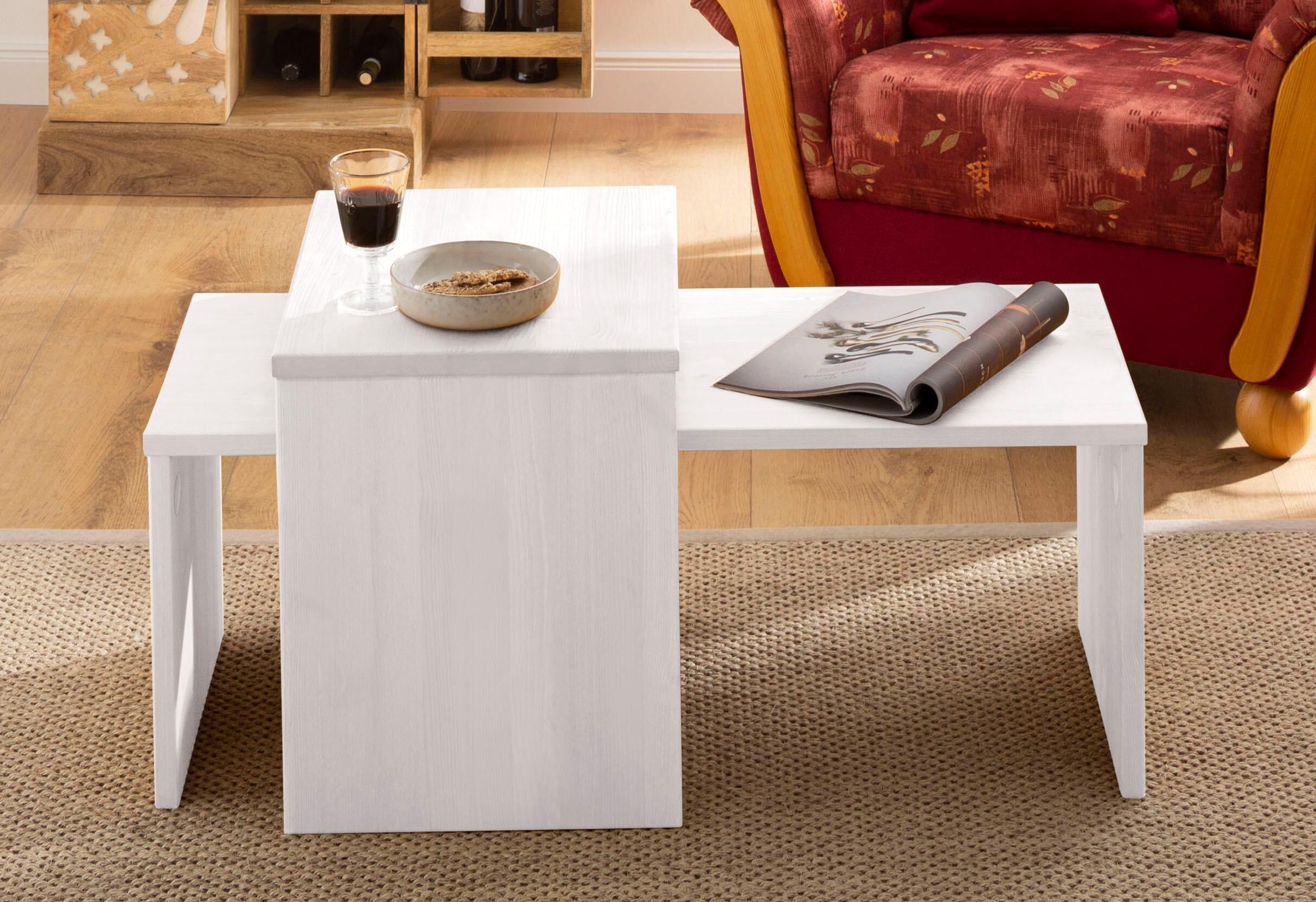 Couchtisch HOME AFFAIRE "Leinz, Tbeistelltisch, Tisch, Kaffeetisch", weiss (weiß), B:40cm H:50cm T:50cm, Tische, Couchtisch, aus Kiefer, Tischplatten in zwei Stärken erhältlich, Breite 100 cm weiß B/H/T: 40cm x 50cm x 50cm, 4cm starke Tischplatte