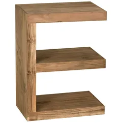 KADIMA DESIGN Beistelltisch MUMBAI Massivholz Akazie E Cube 60 cm hoch Wohnzimmer-Tisch Design braun Landhaus-Stil