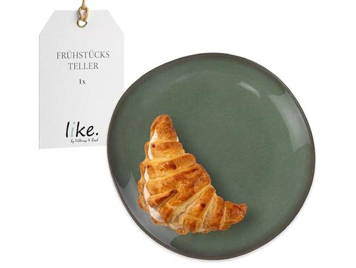 Villeroy & Boch - Lave vert Frühstücksteller Klein Grün, Spülmaschinenfest Mikrowellensicher, Teller für Kuchen, Frühstück & Snacks, Geschirr Pottery Look, Dessertteller Reaktive Glasur, Steingut