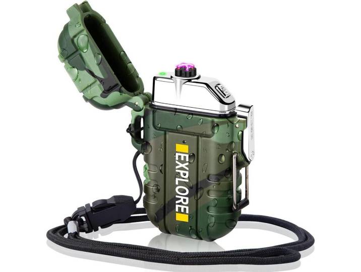 Feuerzeug Elektrisch Wasserdicht Winddicht USB Wiederaufladbar Tarnung, Mehrfarbig, Kunststoff, 11.9x4.6x17.8 cm, Küchenzubehör, Küchenhelfer