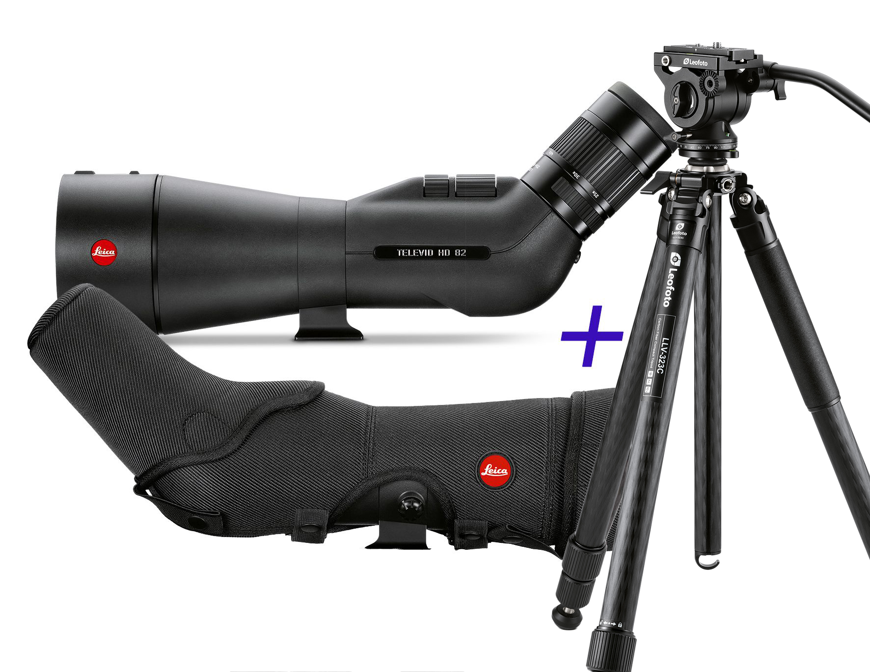 Leica Televid HD 82 Set inkl. 20-60 Okular (Neuheit) Travel-Kit inkl. Leica Tasche & Leofoto Manba LV-324C BV-10