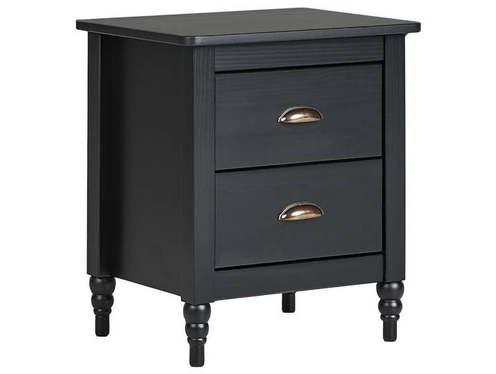 NACHTTISCH mit 2 Schubladen Kiefernholz Schwarz Shillington