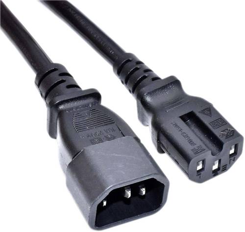 Akyga Strom Anschlusskabel [1x Kaltgeräte-Buchse C14 - 1x Kaltgeräte-Stecker C14] 1m Schwarz