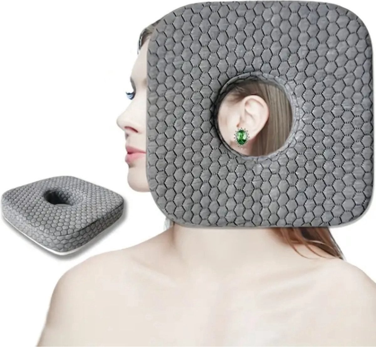 Nivard Donut Kussen Grijs - Ringkussen voor zijslapers en piercings