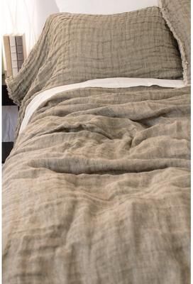 Amity Home Kenton, Linen Gauze, Kale/Natural, Bedspread