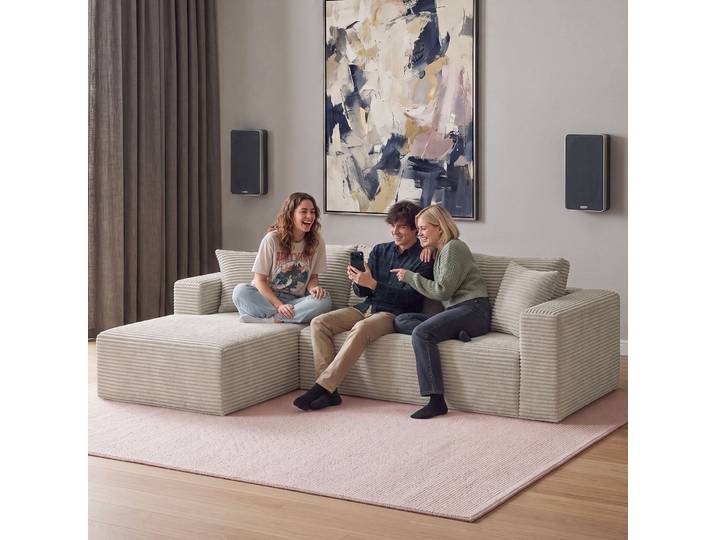 Sofa Relax boneless, L-Form, Premiumschaumstoff, rutschfest - Samtcord beige