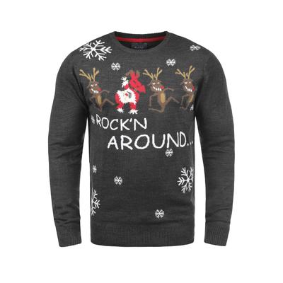 Strickfleece-Pullover BLEND "Strickpullover BHRudolph", Herren, Gr. M, grau (charcoal, dance), Obermaterial: 100% Polyacryl PAN., Pullover