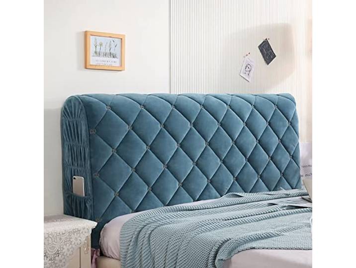 UVCMDUI Bett Kopfteil Bezug, Staubdichte Boxspringbett Kopfteil Bezug, Bettkopfteil Bezug für Schlafzimmer,Blau,200cm/78.7in
