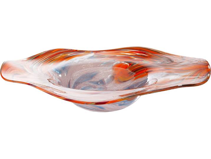 Schale GILDE Wellen-Schale Dream , bunt (orange), B:41cm H:8cm T:41cm Ø:41cm, Glas, Schüsseln, Schale
