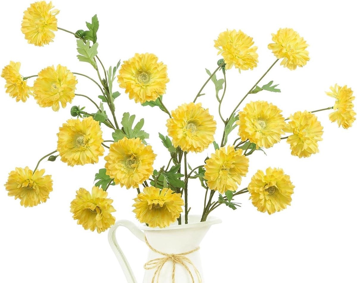 Gele kunstmatige gerbera zijden bloem voor huisdecoratie, 40 cm hoog