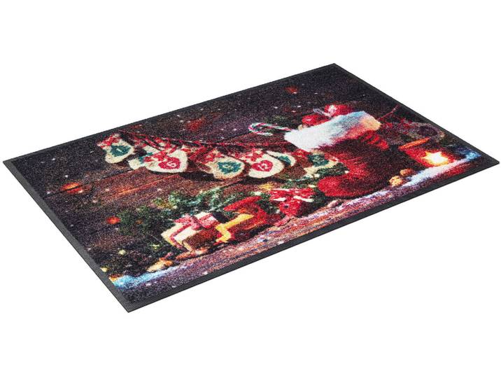 Fussmatte KLEEN-TEX Advent Season , rot (bunt), B:50cm H:7mm L:75cm, Polyamid, Teppiche, Fussmatte, Schmutzfangmatte, Motiv Weihnachten, waschbar