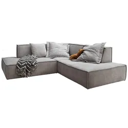 KAWOLA Sofa SAMU Ecksofa Stoff silber Recamiere rechts