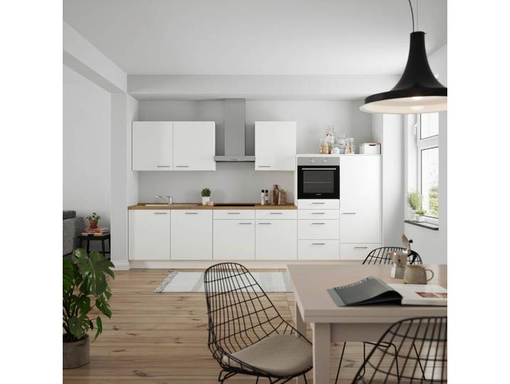 Küchenleerblock, Braun & Weiß, 360 cm, Metall, 7 Schubladen, Modern, Nobilia