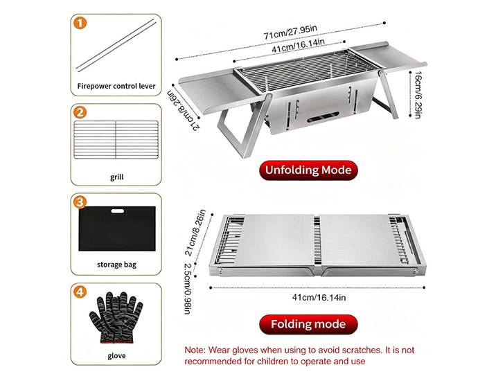 Barbecue portable pliable en acier inoxydable, barbecue de camping en plein air pour la maison, barbecue de jardin, rôtissage de viande et de poisson