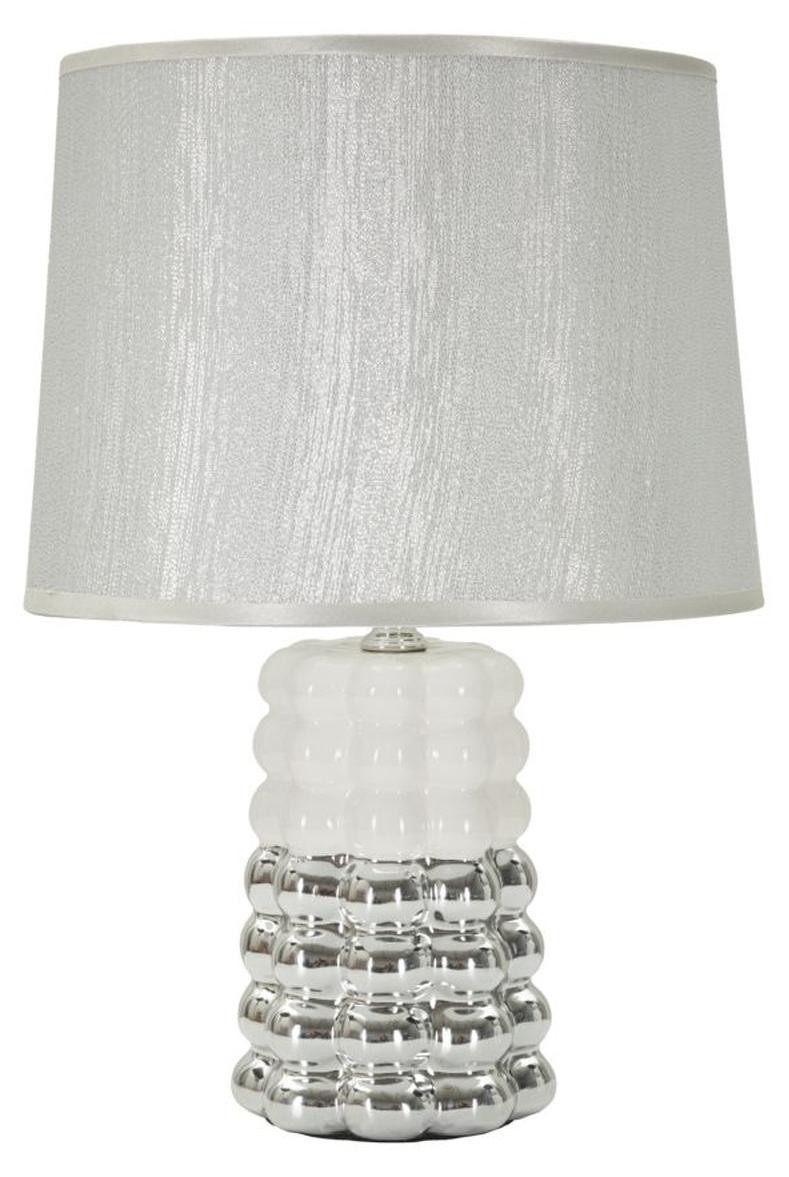 Kendra Home Tafellamp Lace wit-zilver keramiek Ø23 x 33 cm