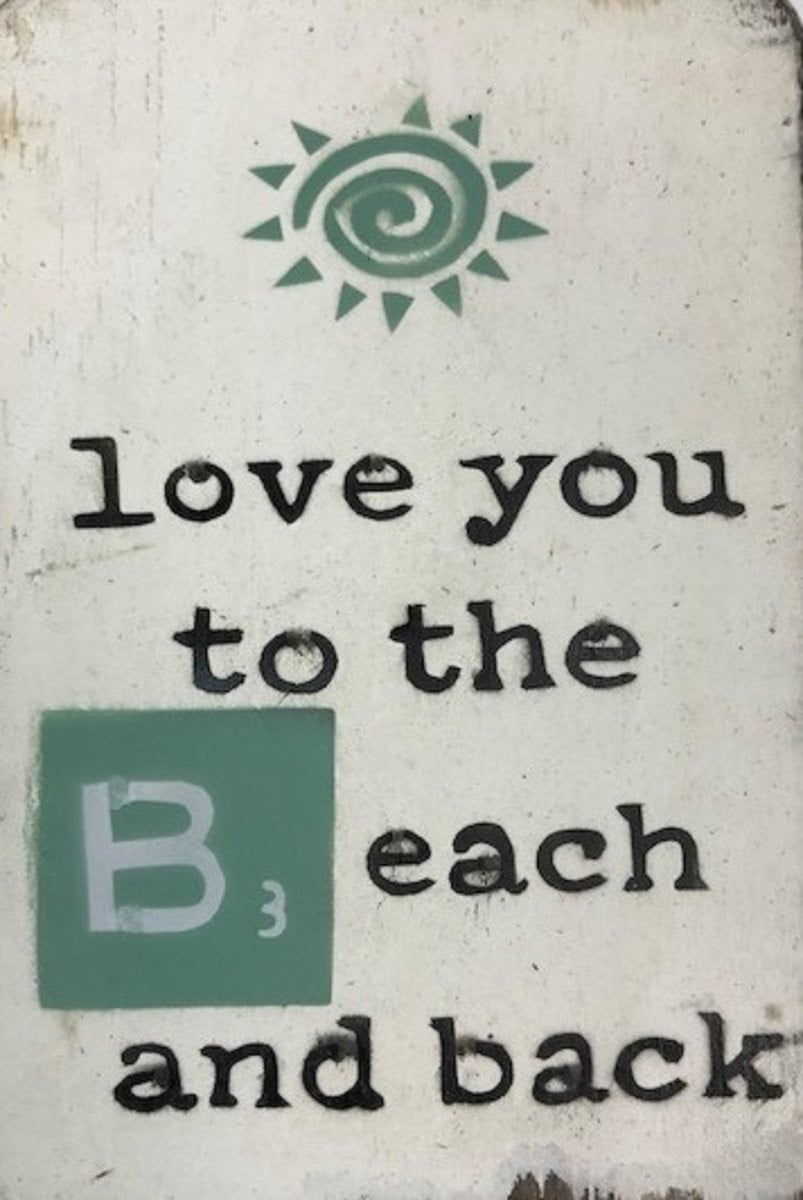 Love to the Beach Tekstblok Blauw 10x15 cm