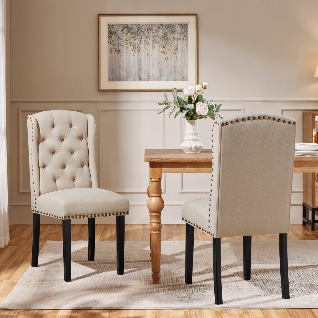 Yaheetech 104cm H Tufted Polyester Blend Upholstered Side Chair Beige 104cm H X 46.5cm W X 63cm D