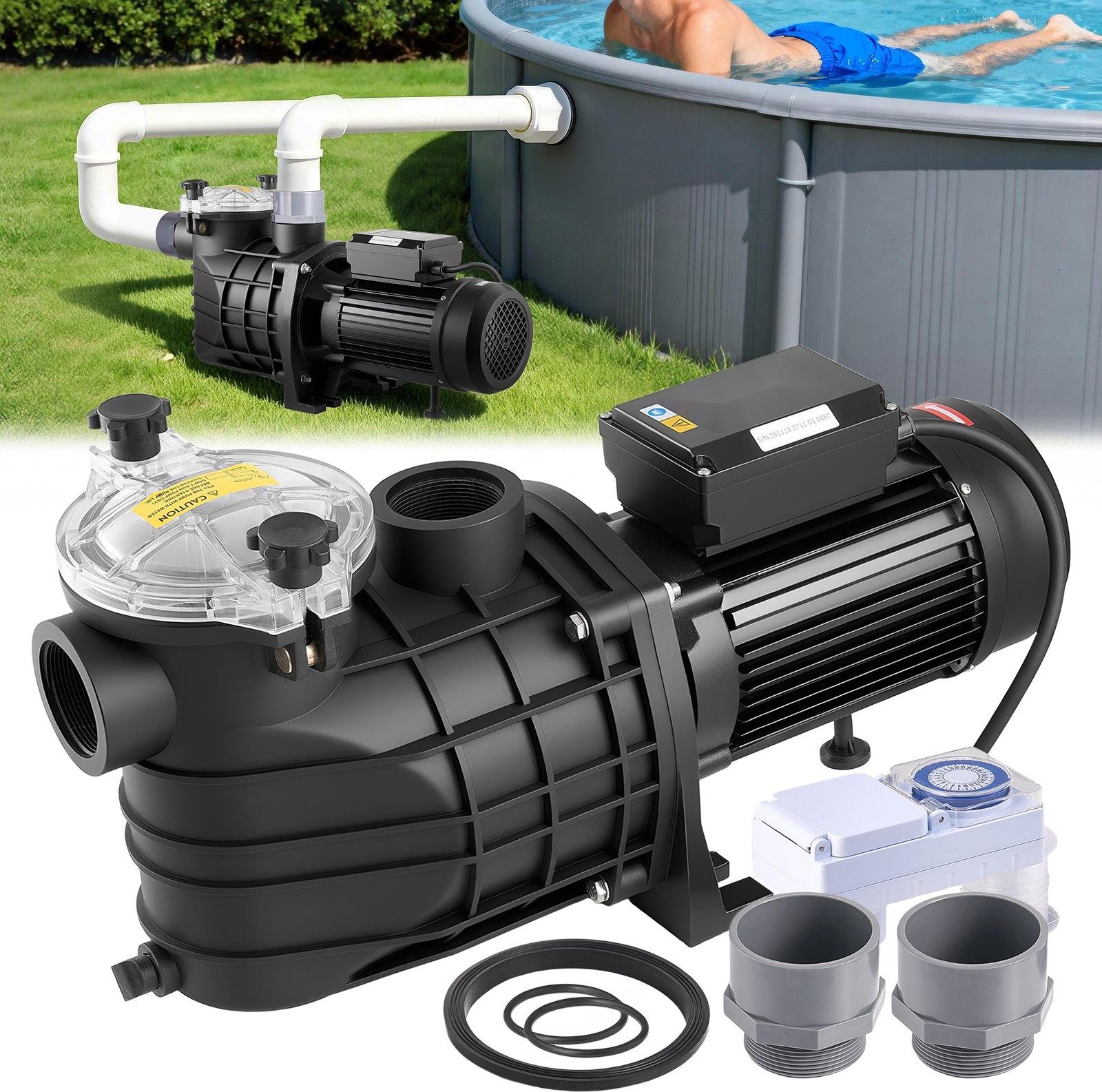 Pool- & Schwimmbadpumpe - Einstufige Filterpumpe - Leistung 3 kW - Fördermenge 35.000 l/h - Förderhöhe 19 m - Timer 24 h - Filterkorb - Für Aufstell- & Einbaupools & Spas