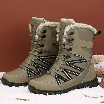 wasserdichte schwarze Schneestiefel für Herren mit Fellfutter, rutschfester Laufsohle und warmer Isolierung, strapazierfähiges Outdoor-Winterschuhwerk zum Wandern, Camping, Skifahren und Reisen bei kaltem Wetter