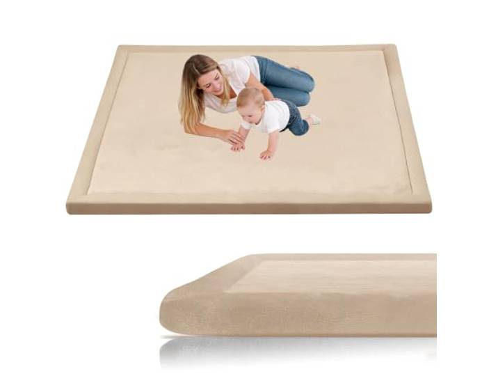 Stqyeiw Krabbelmatte Baby 200 x 260 cm Hellbraun Spielmatte Kinder Spieldecke Krabbeldecke Für Baby Babymatte Kindermatte Schaumstoffmatte Bodenmatte Kinder Kinderteppich Spielteppich