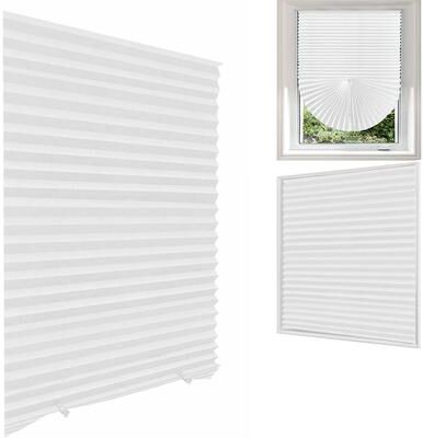 Inspire Daily Merch Nonwoven Self adhesive Shades Half Windows Bathroom Balcony Pleated Blinds Folding Curtains white 60x150cm