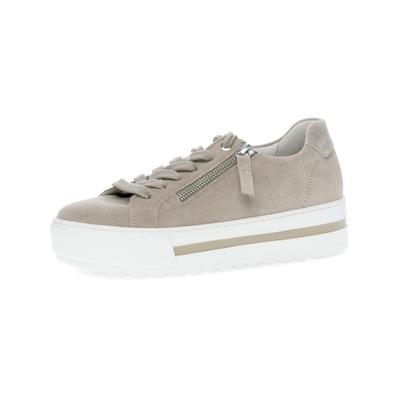 Plateausneaker GABOR "FLORENZ", Damen, Gr. 42, beige (creme), Veloursleder, Schuhe Plateausneaker, Freizeitschuh, Halbschuh, Schnürschuh mit Außenreißverschluss, G-Weite