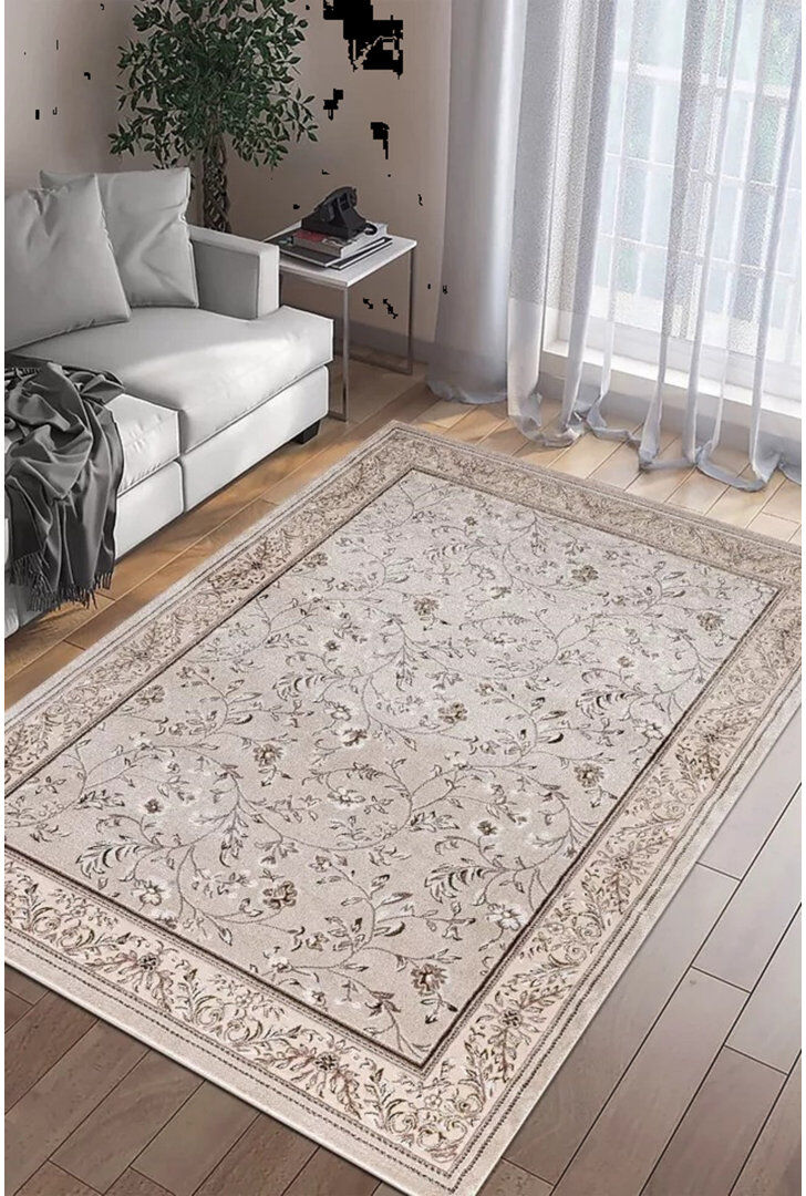 Ophelia & Co. Floral Flatweave Flokati Yellow Rectangle 120cm x 170cm
