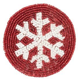 Saro Lifestyle "Snowflake Sparkle Beaded Coaster (Set of 4) - 4"""