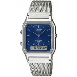 Chronograph CASIO VINTAGE, silberfarben, blau, Armbanduhren, Damen, Chronograph, Quarzuhr, Armbanduhr, Damenuhr, Herrenuhr, Edelstahlarmband, analog