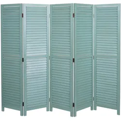 Paravent MCW-C30, Raumteiler Trennwand Sichtschutz, Shabby-Look Vintage, 170x205cm ~ grün