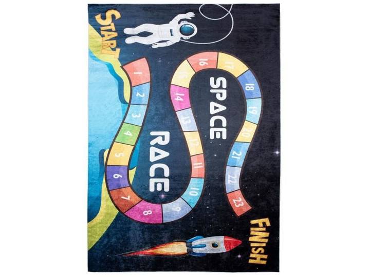 Tapis Chambre Enfant TAPISO Poil Court Antidérapant EMMA Noir Multicolore Espace Intérieur 160x230 cm