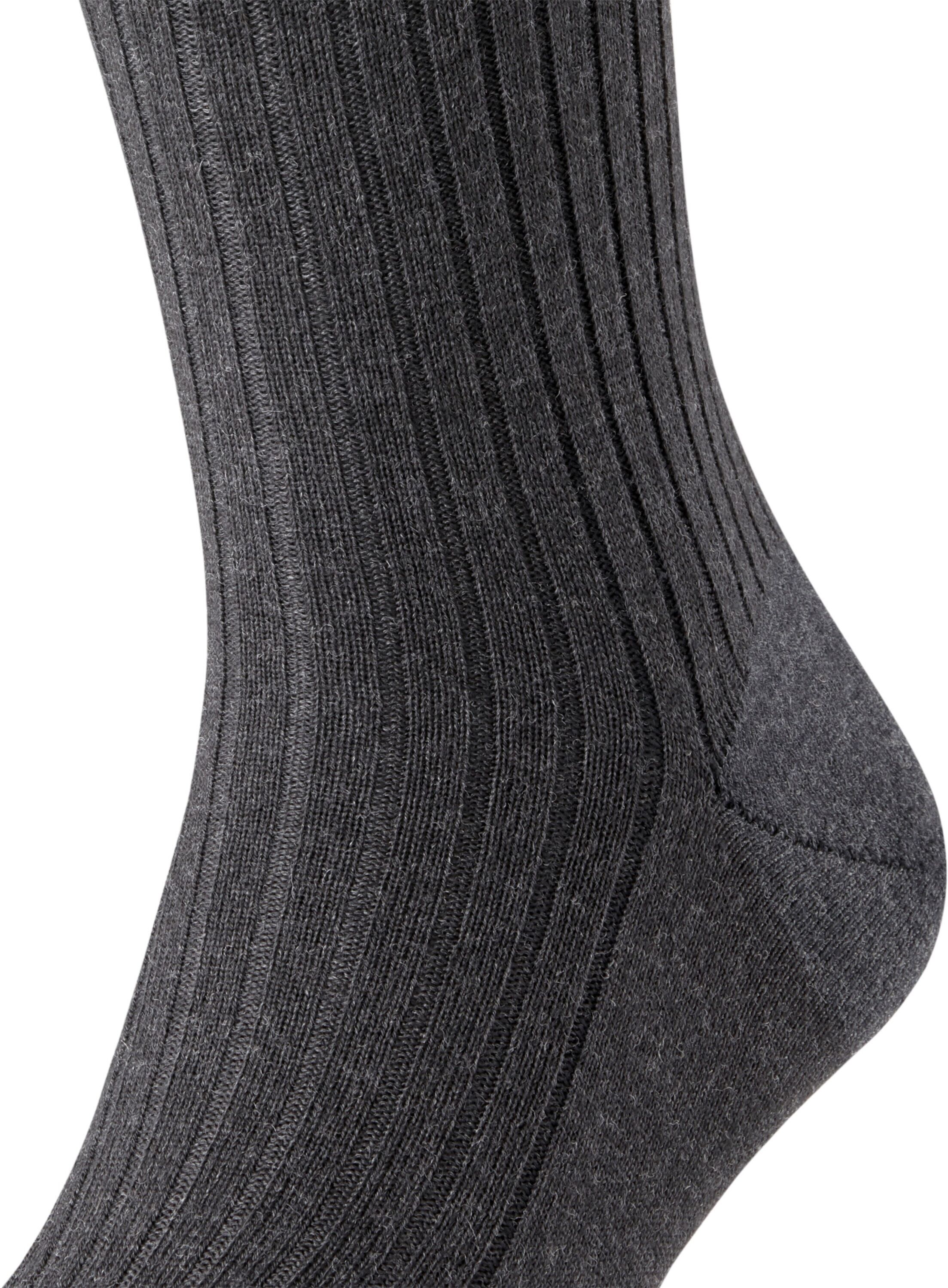 Kniestrümpfe FALKE "Bristol Pure", Herren, Gr. 47-48, grau (3080, anthrazit melange), Obermaterial: 91% Schurwolle, 9% Polyamid, unifarben, Socken Kniestrümpfe, mit Merinowolle und Seide, feine Rippenstruktur 3080, anthrazit melange 47-48