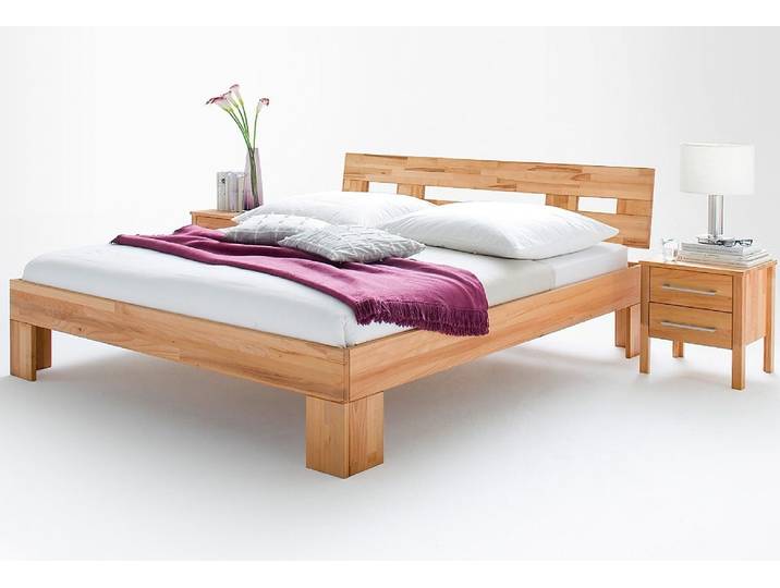 Home affaire Modesty I Bett mit robustem Fussgestell in Winkelform hohe Belastbarkeit: 200kg je Seite, aus massiver Kernbuche, FSC-zertifiziert, viele Breiten zur Auswahl