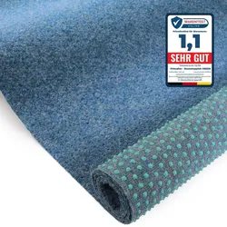 Rasenteppich GREEN | Blau | 1,33m x 26,50m | Meterware Outdoor-Bodenbelag mit Noppen | wetterfest