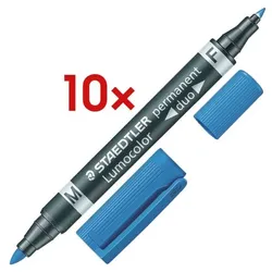 Staedtler 10x Permanent-Marker »Lumocolor permanent duo« blau