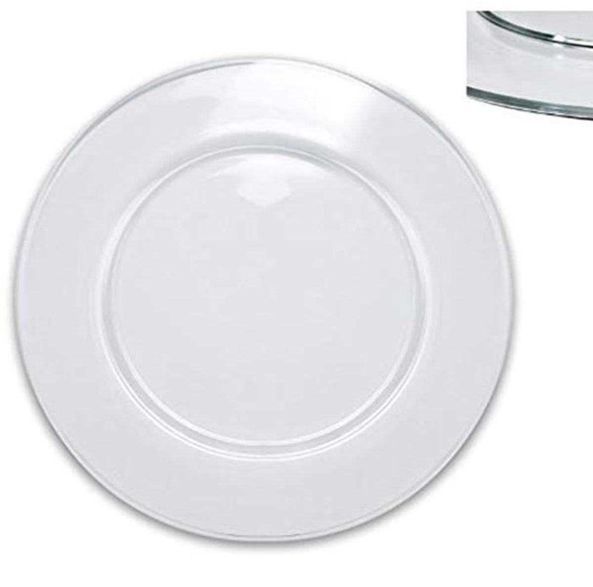 Transparante onderplaat van glas met decoratie, diameter 32 cm
