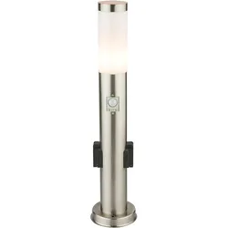 Außen Leuchte Steckdosen Garten Steh Lampe Edelstahl Bewegungssensor im Set inkl. LED Leuchtmittel