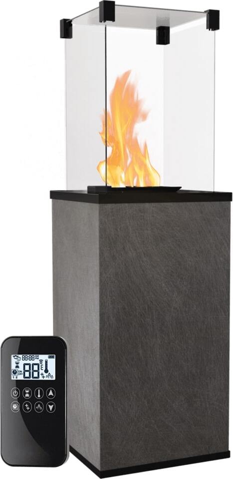 KRATKI Gaskamin PATIO Quarzstein Seta Liquorice Gasheizgerät 4-8,2 kW