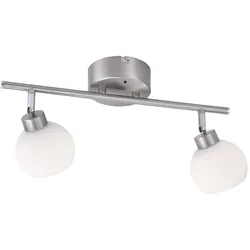 LED-Deckenleuchte, stahlfarben, 2-flammig, Opalglas, inkl. Fernbedienung