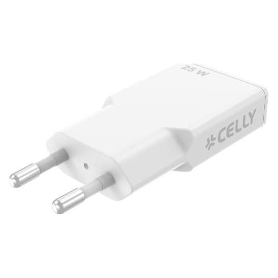 Celly - SLIMTC1C25WWH - 25W GaN Slim Wall Charger (25 W, 1 Port) (SLIMTC1C25WWH)