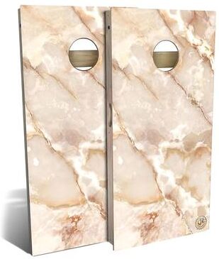 Skip's Garage Brown Marble Outdoor Cornhole Board Set