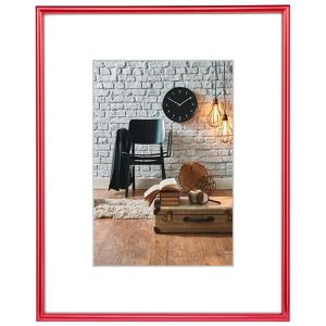 Hama Bilderrahmen Sevilla 66282, A4, 21 x 29,7 cm, Antireflexglas, Kunststoffrahmen, rot
