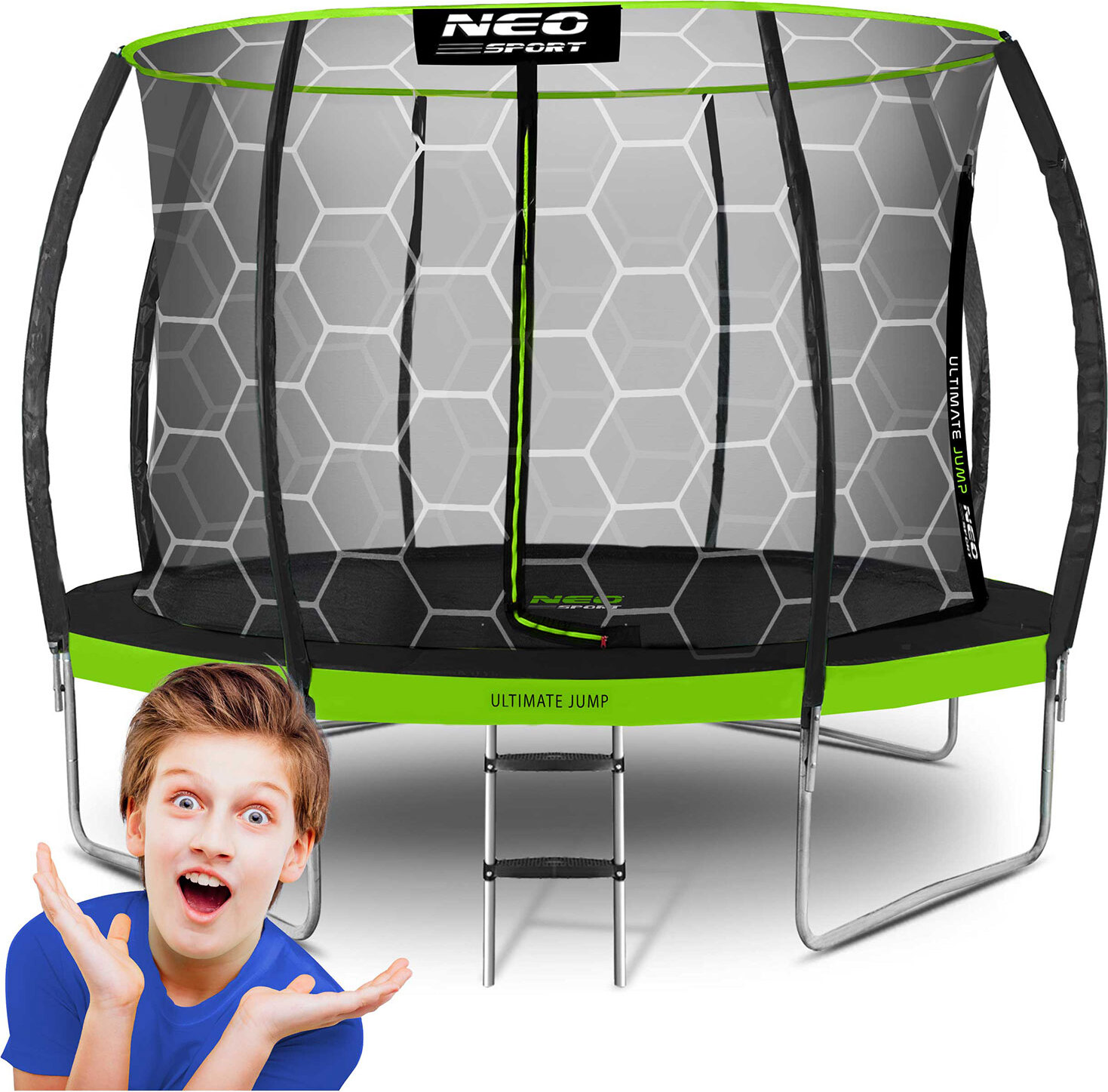 Neo-Sport 12ft/374cm profiliertes Gartentrampolin mit Innennetz