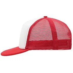 Basecap Trucker "MB6207" 5-Panel-Flat-Peak - white/red