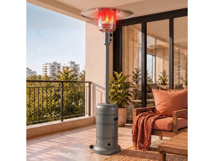 Outsunny Chauffage Terrasse 13kW Portable Réglable 82x82x223cm Gris