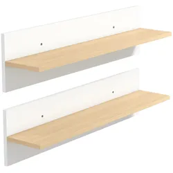 WANDREGAL 2er Set Spanplatte Weiß Naturholz