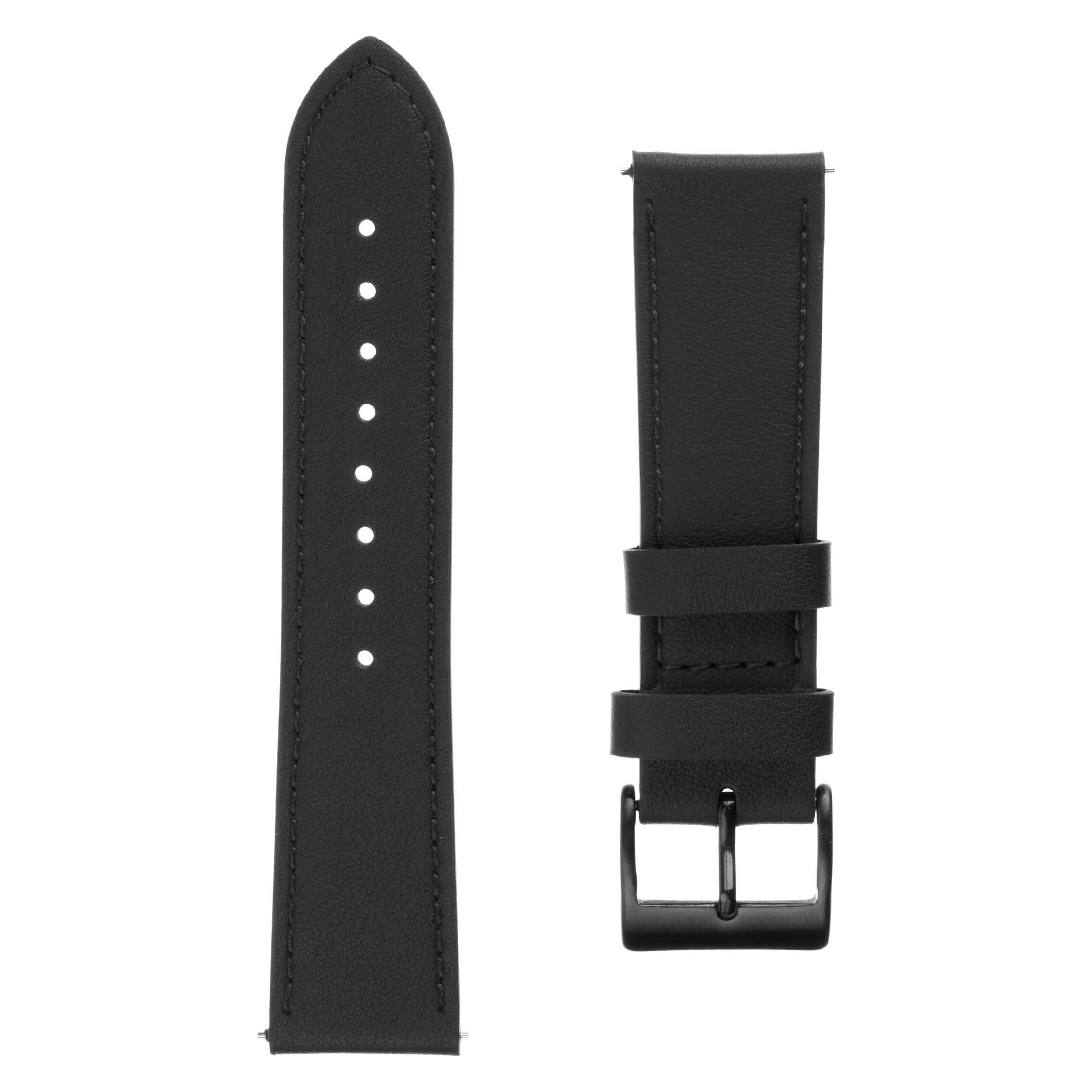 Fixed AEgte laederrem til Smartwatch Universal 22 mm Sort (22 mm, Leder, Stahllegierung) (FIXLST-22MM-BK)