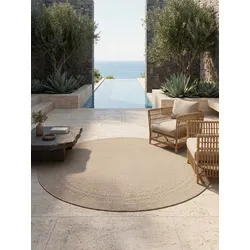 Teppich Outdoor VENTOUX in Beige, mit Bordüre, Ø 160 cm